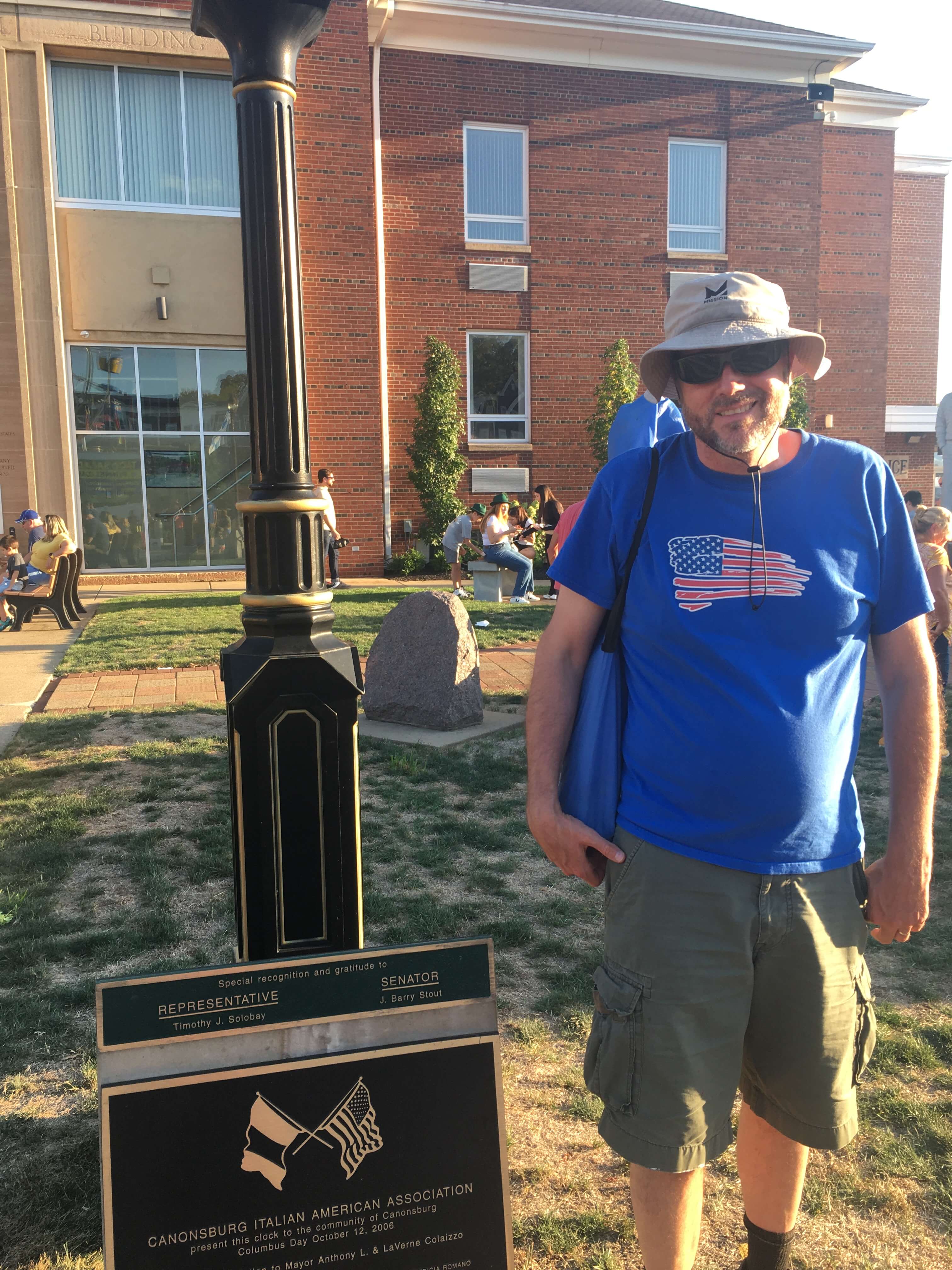 George Karpacs Beside The Plaque for the Clock Presented by The Canonsburg Italian American Association (2024)