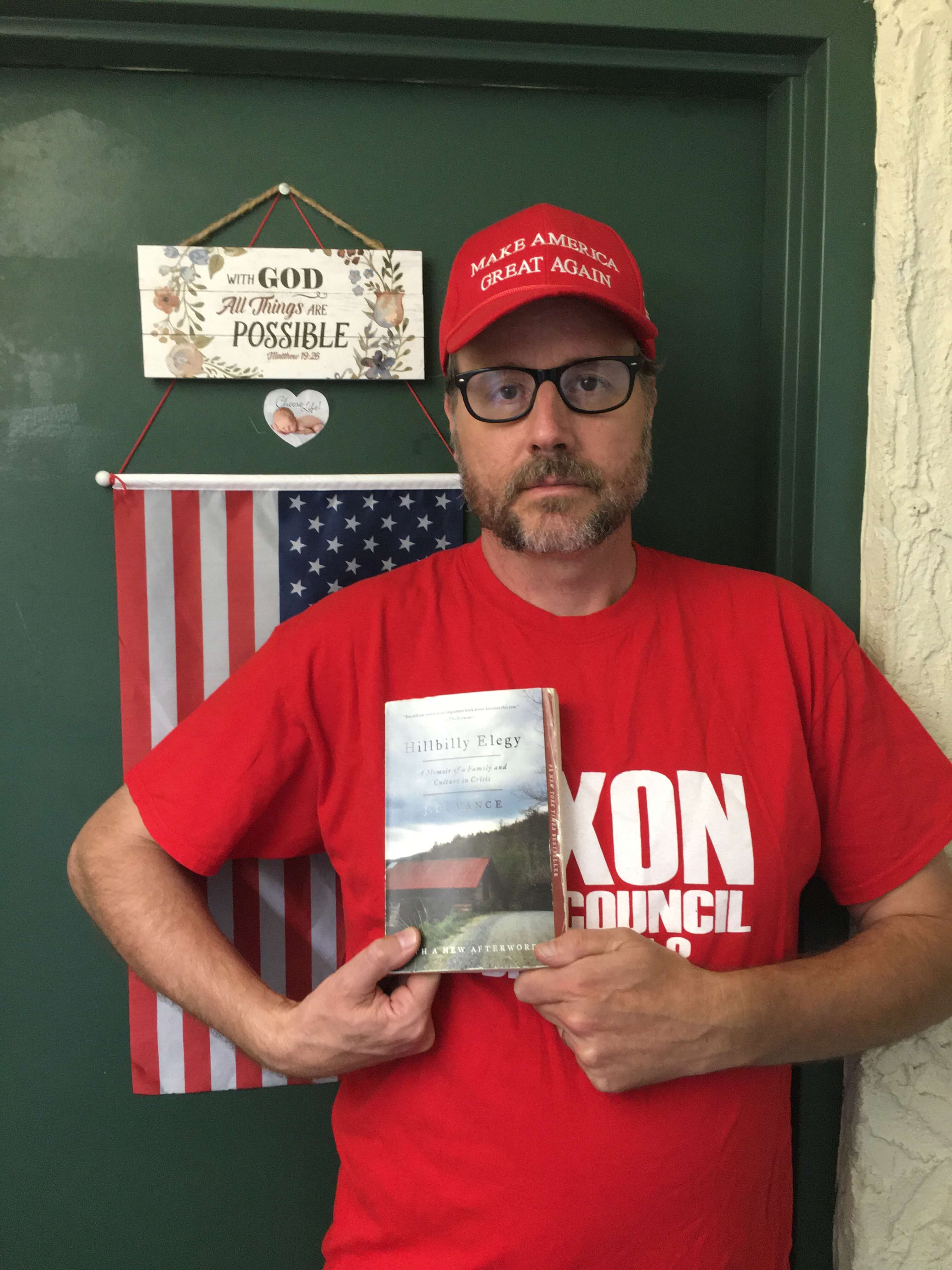 George Karpacs MAGA Congressional Candidate 14th District PA - Holding JD Vance Book