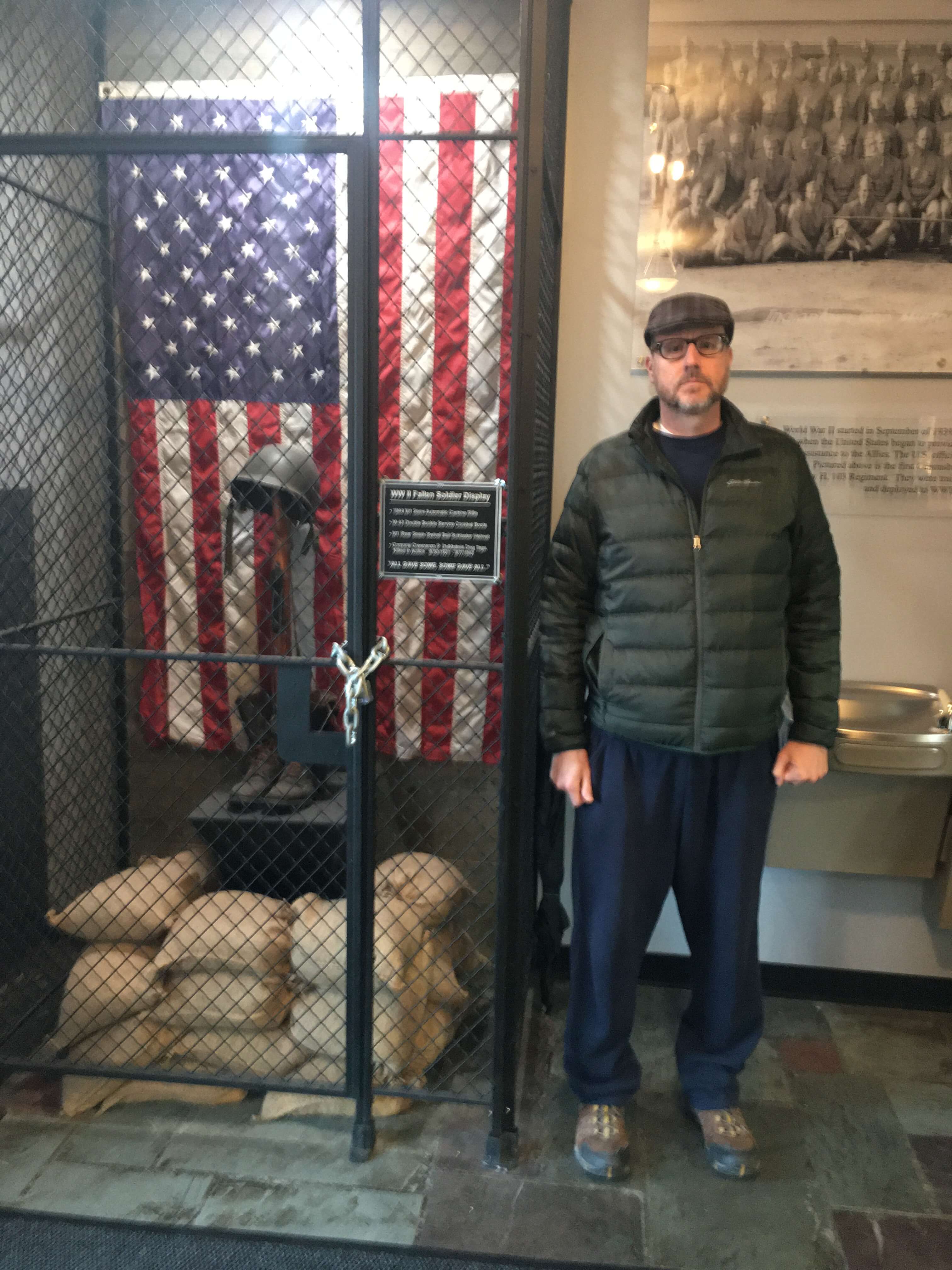 George Karpacs Standing at WW II Fallen Soldier Display in the Armory in Canonsburg, PA (2024)