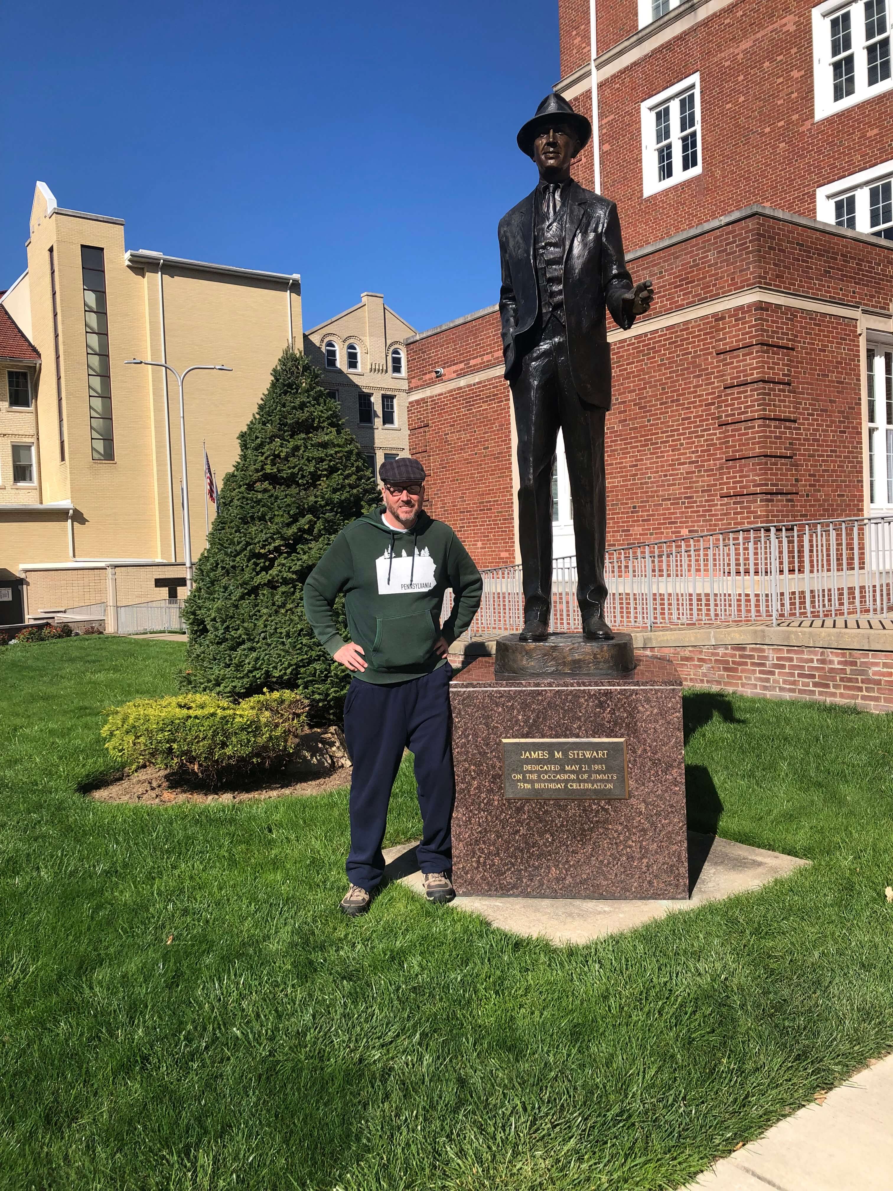 George Karpacs Standing at The Jimmy Stewart Statue in Indiana, PA (2024)